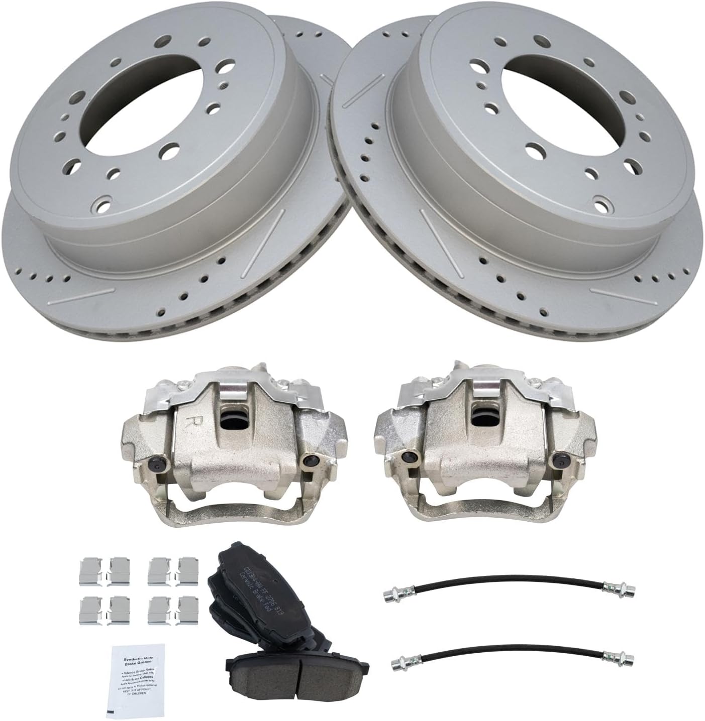 TRQ Rear Brake Pad & Rotor Kit for Lexus LX570 & Land Cruiser