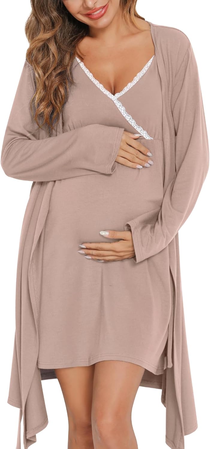 SWOMOG Womens Maternity Robe for Comfortable Nursing Experience