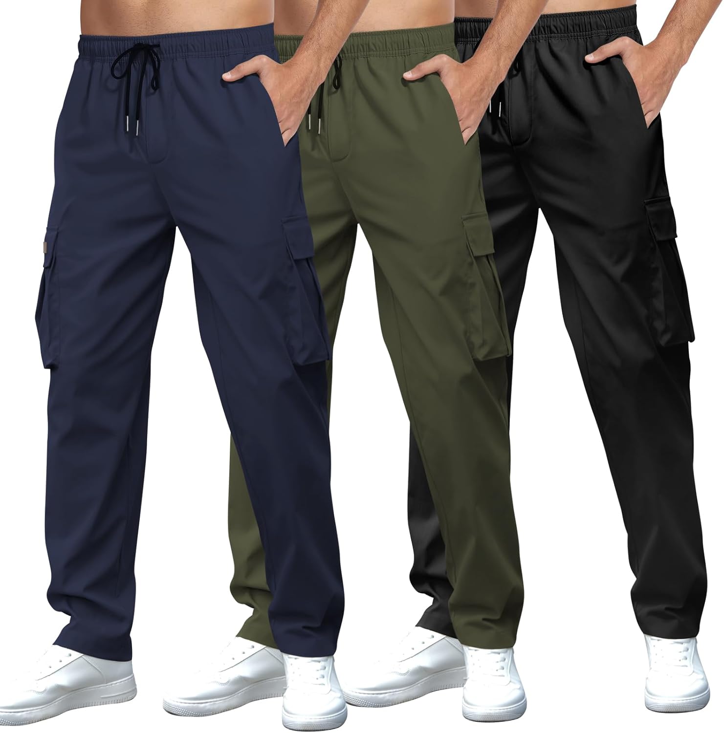 Mancozy Men's Casual Cargo Sweatpants with Multi Pockets