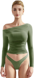 SUUKSESS Off Shoulder Long Sleeve Crop Top - Double Lined Comfort
