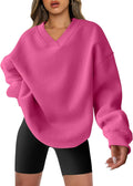 Oversized V Neck Sweatshirt Fleece Long Sleeve Hoodie - Comfy Everyday