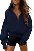 PRETTYGARDEN Women's Half Zip Up Cropped Hoodie - Cozy Fall Staple