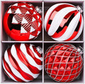 Large Christmas Ball Ornaments 6in Red & White - Shatterproof 4-Pack