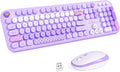 Wireless Keyboard and Mouse Combo - Purple Rainbow Retro Typewriter