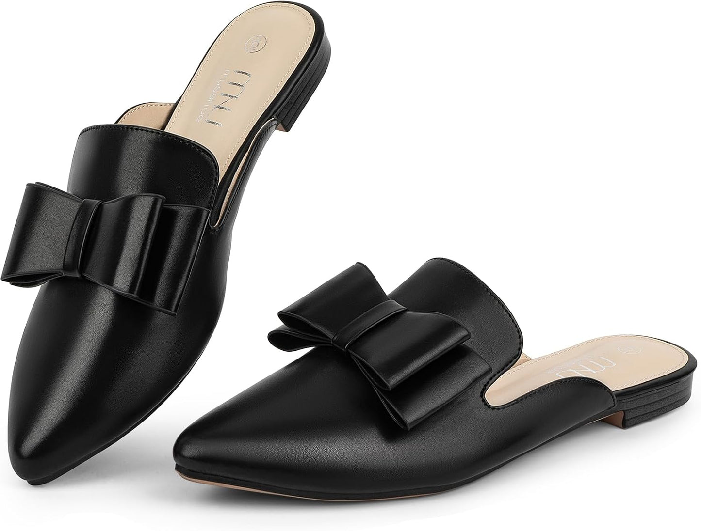 MUSSHOE Comfortable Pointed Toe Slip-On Mules for Women Flats