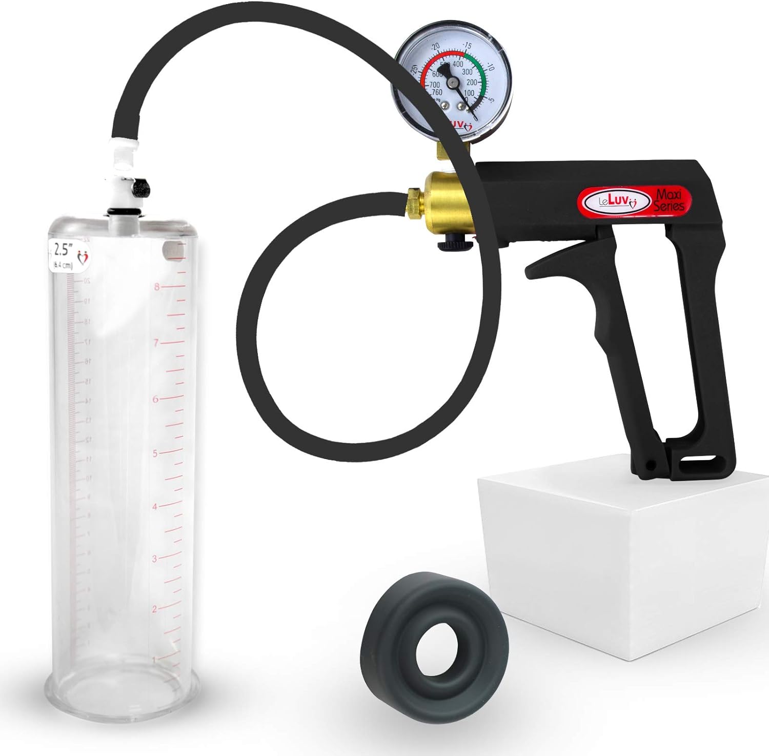 LeLuv Black Maxi Penis Pump with Gauge for Ultimate Pleasure