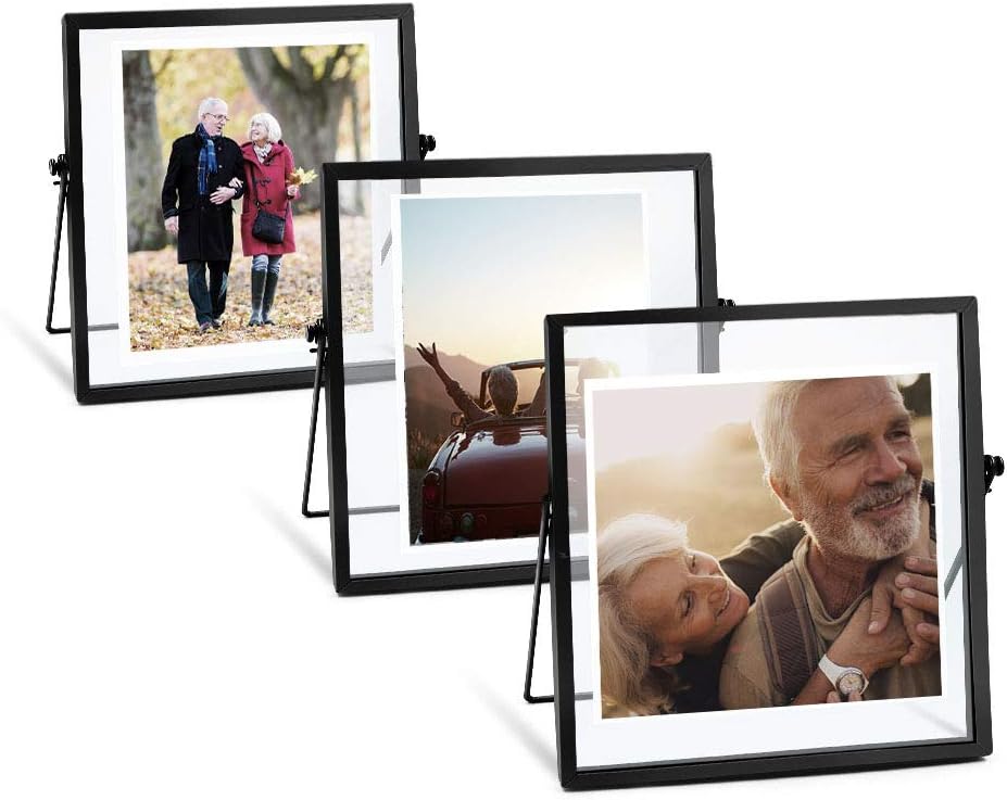 AceList Set of 3 Black Metal Floating Picture Frames for Decor