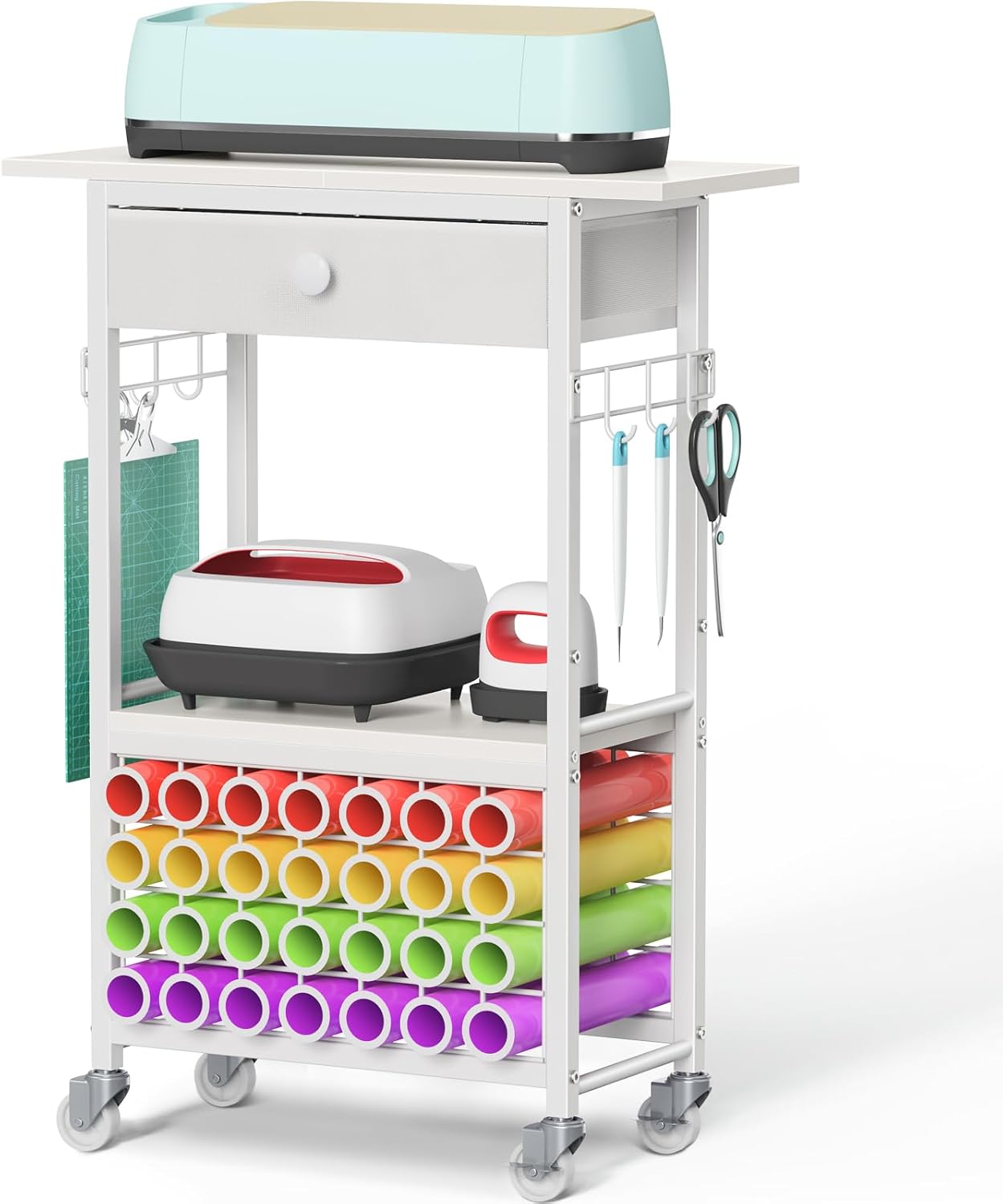 Snughome Craft Cart for Cricut Maker with Vinyl Roll Holders
