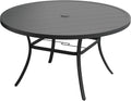 Outdoor Round Patio Table 60in for 8-10 People - Durable Metal Top