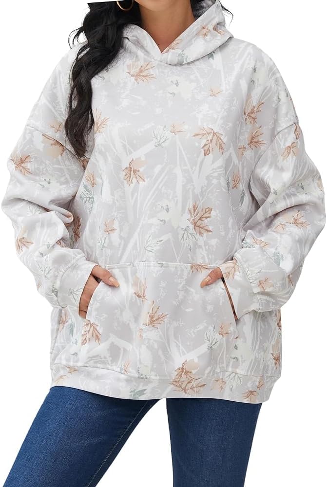Camo Hoodie Womens Oversized Fleece Sweatshirt for Trendy Style