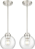 Pendant Lights Kitchen Island 2 Pack - Modern Brushed Nickel Globe