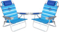 SUNNYFEEL Extra Wide 28in Low Beach Chair 2 Pack - XL Lay Flat Comfort
