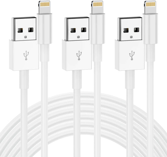 10 Ft MFI Certified Lightning Cable 3Pack - Fast Charge Anywhere!