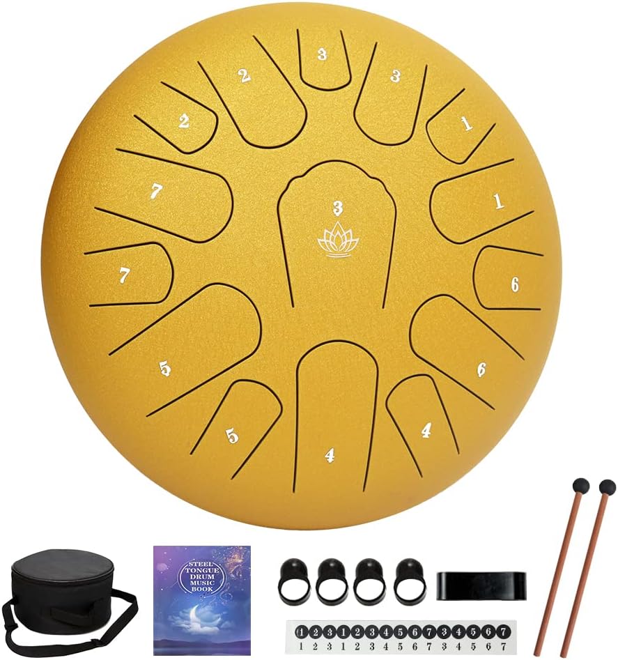 Rain Drum for Outside Garden - 12in Steel Tongue Drum Set