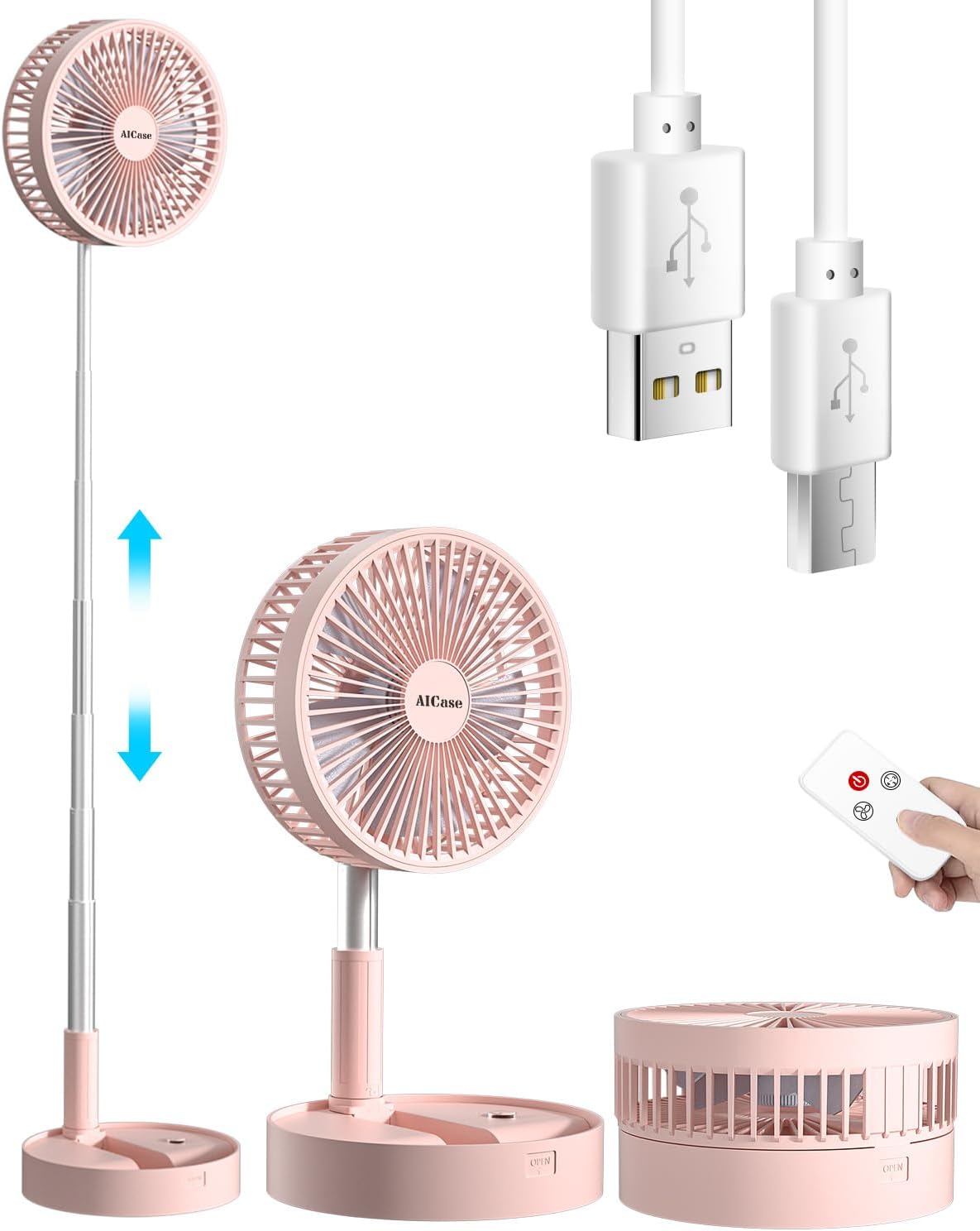 AICase Folding Portable Telescopic Fan for Home and Office