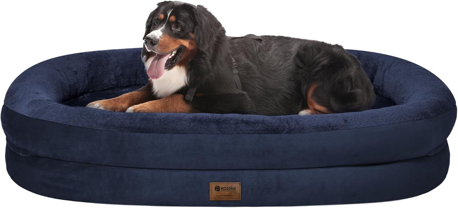Orthopedic Washable Large Dog Bed with Cooling Bolsters