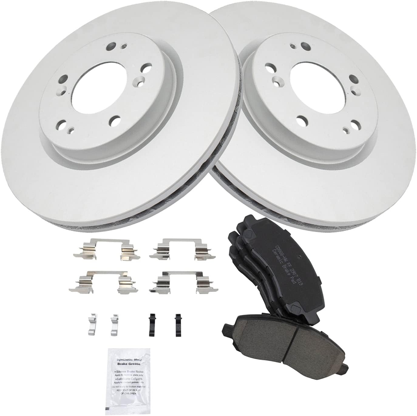 TRQ Front Ceramic Brake Pad & Coated Rotor Kit for Compass