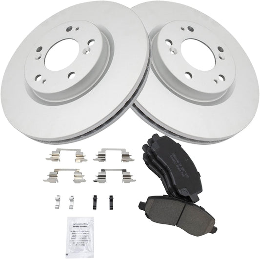 TRQ Front Ceramic Brake Pad & Coated Rotor Kit for Compass