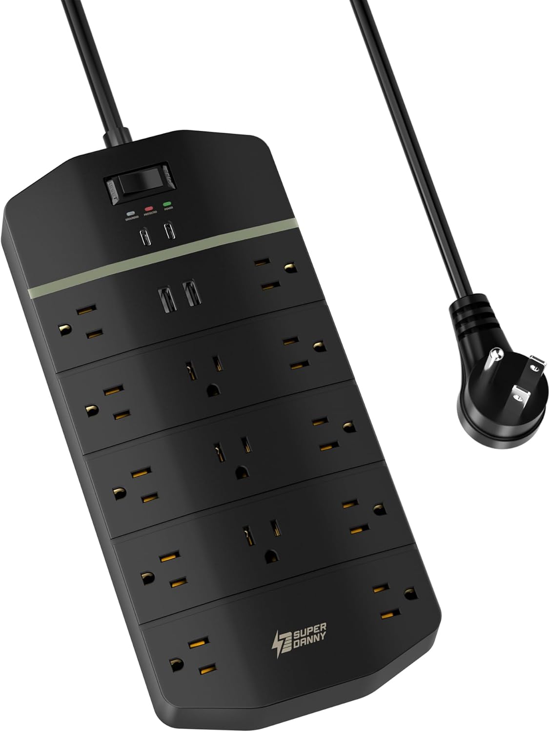 SUPERDANNY 15A Power Strip Surge Protector with 13 Outlets