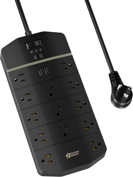 SUPERDANNY 15A Power Strip Surge Protector with 13 Outlets