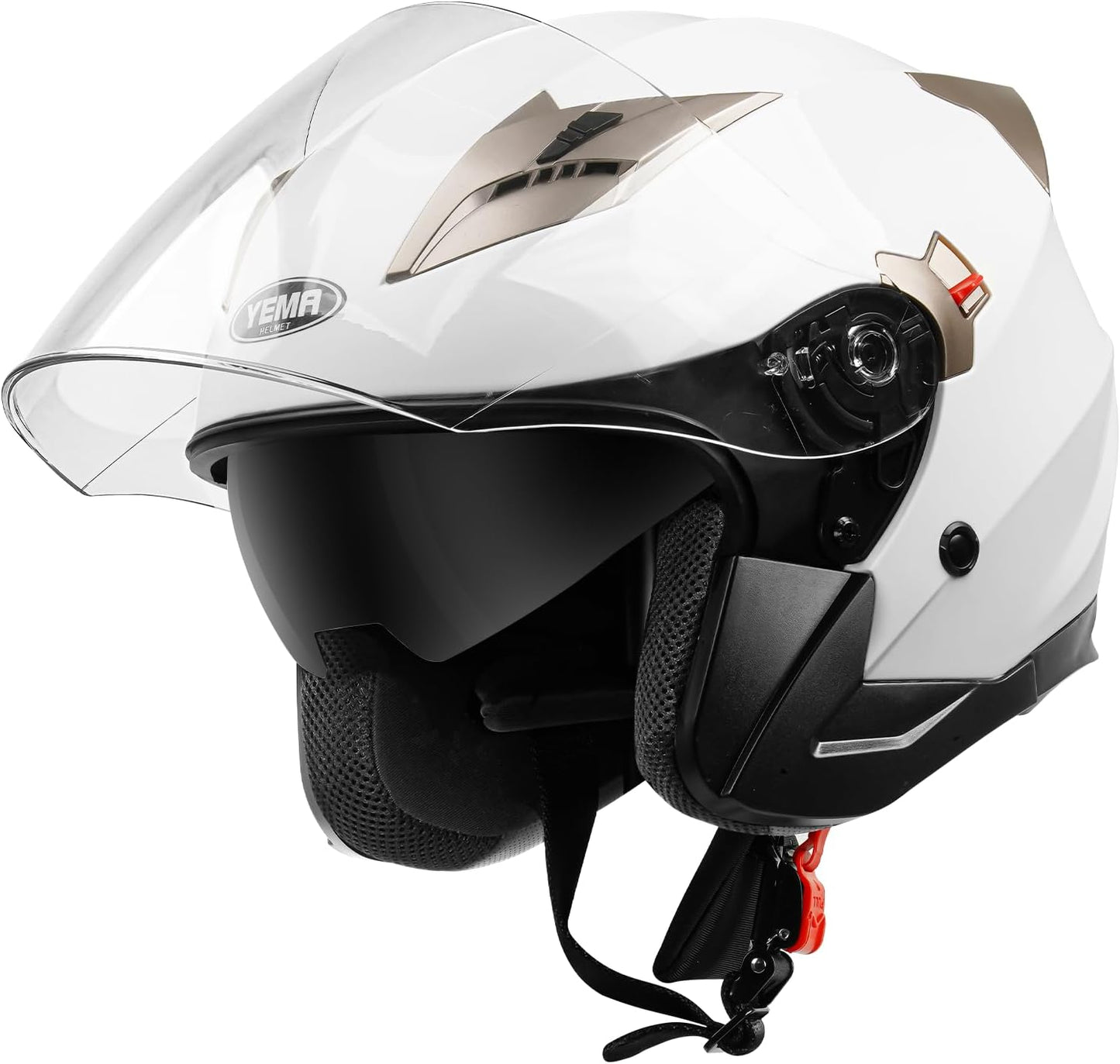 YEMA Open Face Motorcycle Helmets with Dual Visor Design