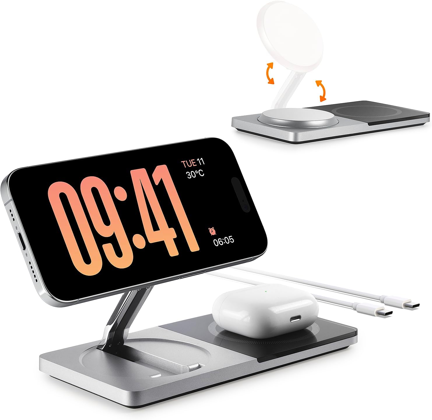 ZECHIN Magnetic Wireless Charger: 2-in-1 Stand for iPhone & AirPods