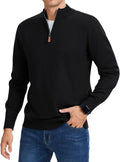 Men's Quarter Zip Sweater Slim Fit Mock Neck - Business Casual