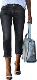 Sidefeel Women's Capri Jeans High Waisted Straight Leg - Flattering be