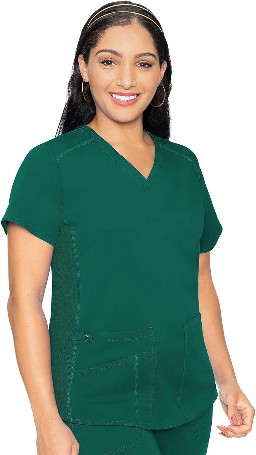 Med Couture V-Neck Scrub Top for Women with 4 Pockets