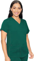 V-Neck Scrub Top for Women with 4 Pockets - Rib-Knit Side Comfort