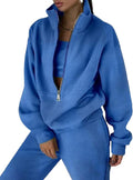 Womens Fleece 2 Piece Tracksuit Set - Half Zip Pullover & Joggers