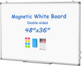 WALGLASS Large White Board Dry Erase 48in x 36in - Double-Sided