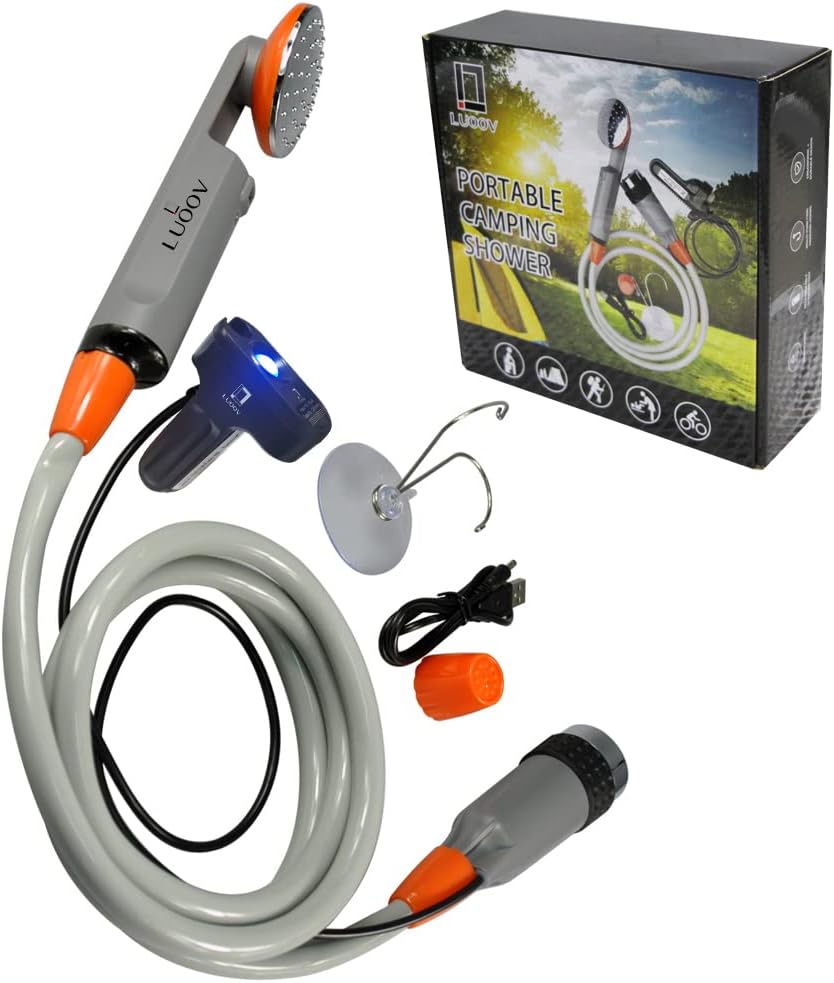 LUOOV Portable Camping Shower - USB Rechargeable Pump