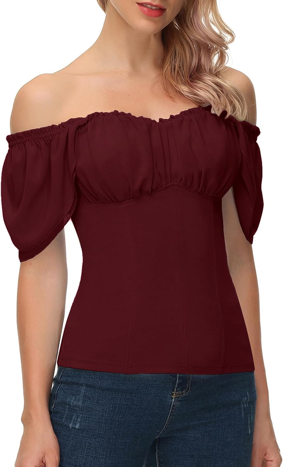 Renaissance Off Shoulder Flutter Sleeve Top for Women
