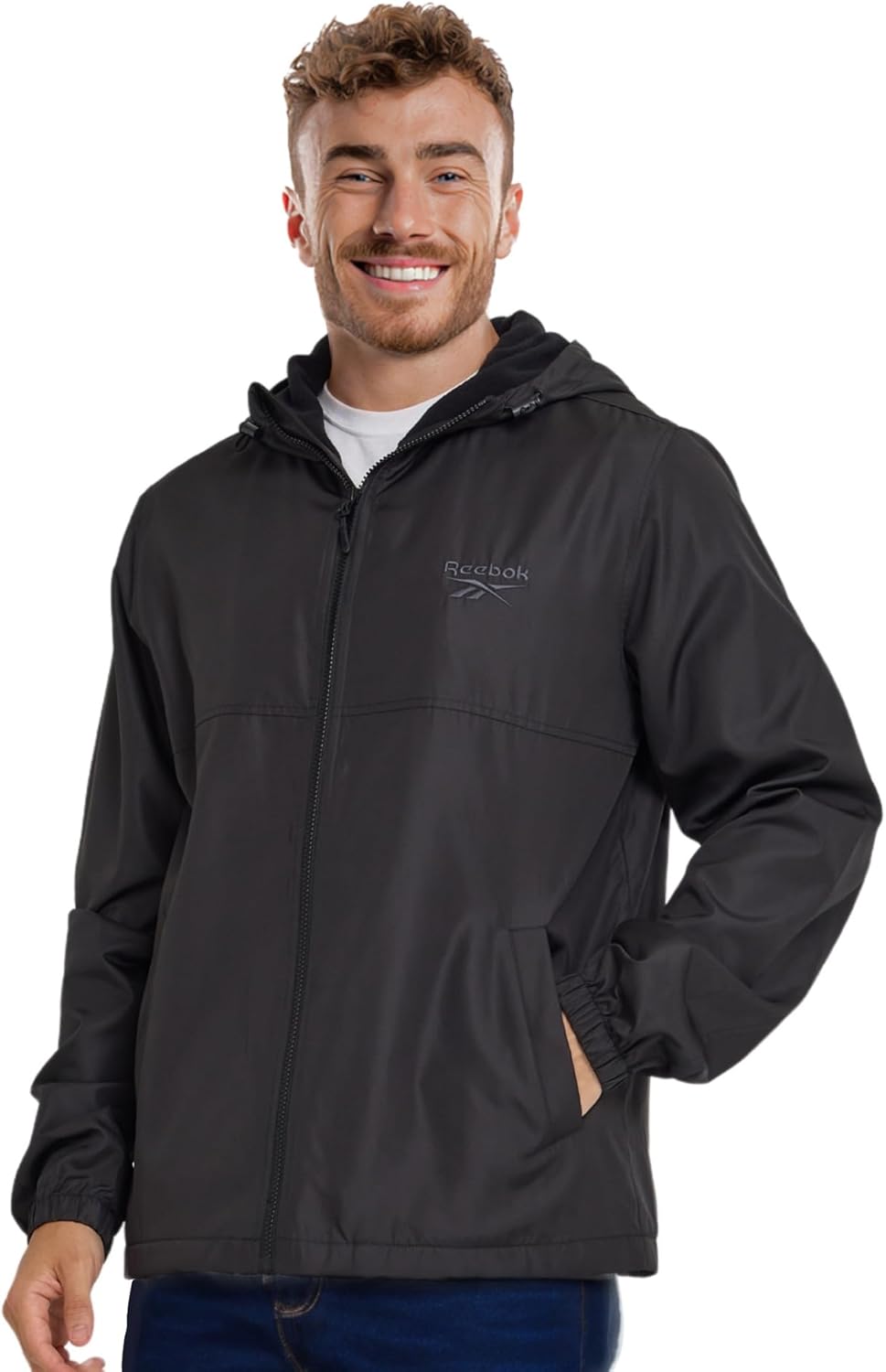 Reebok Rain Jacket Men with Hood - Lightweight Waterproof Windbreaker