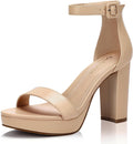 Platform Heels for Women 4-Inch Ankle Strap Open Toe Sandals - Wide on