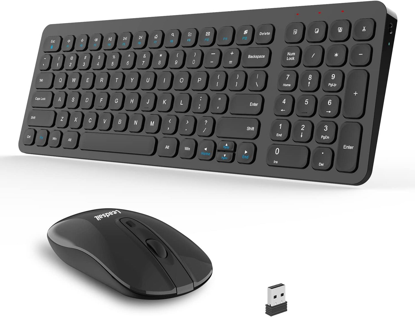 Silent Wireless Keyboard & Mouse Combo by LeadsaiL