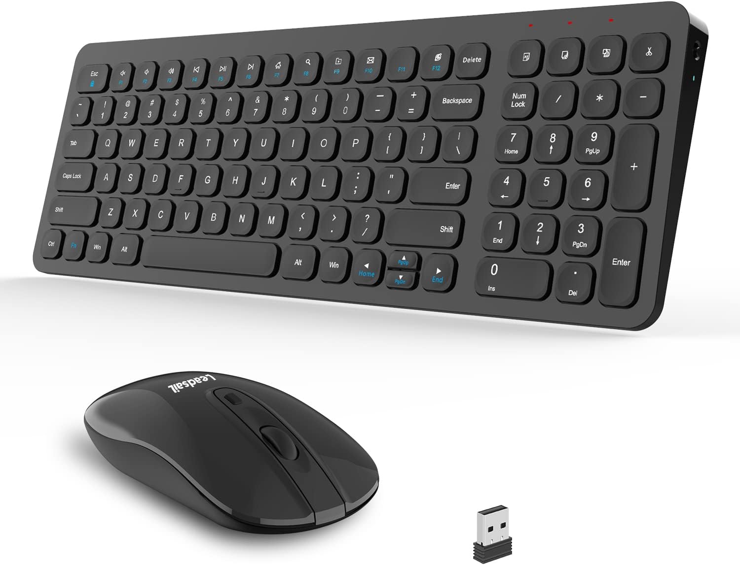Silent Wireless Keyboard & Mouse Combo by LeadsaiL