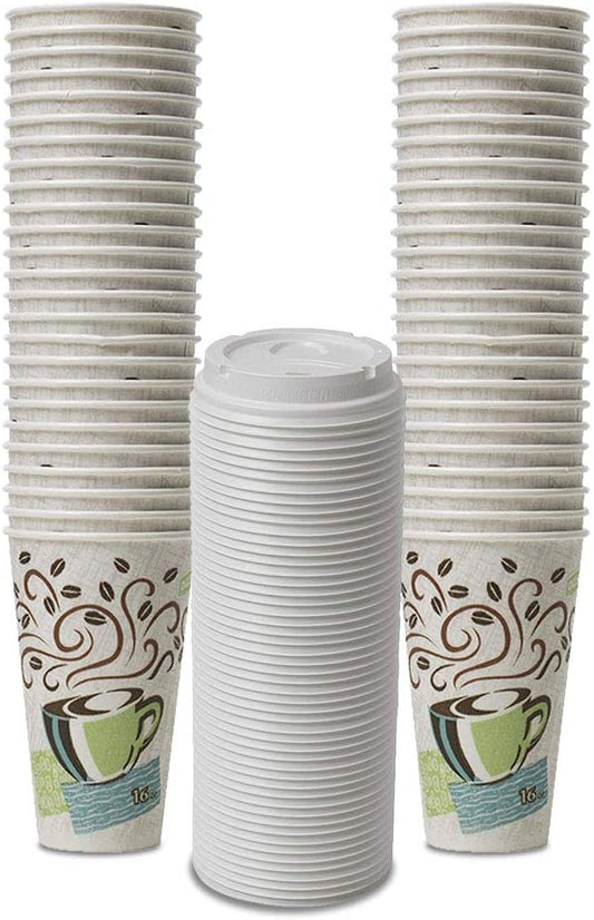 Insulated Coffee Cups Bundle - 16oz, 50 Cups & Lids!