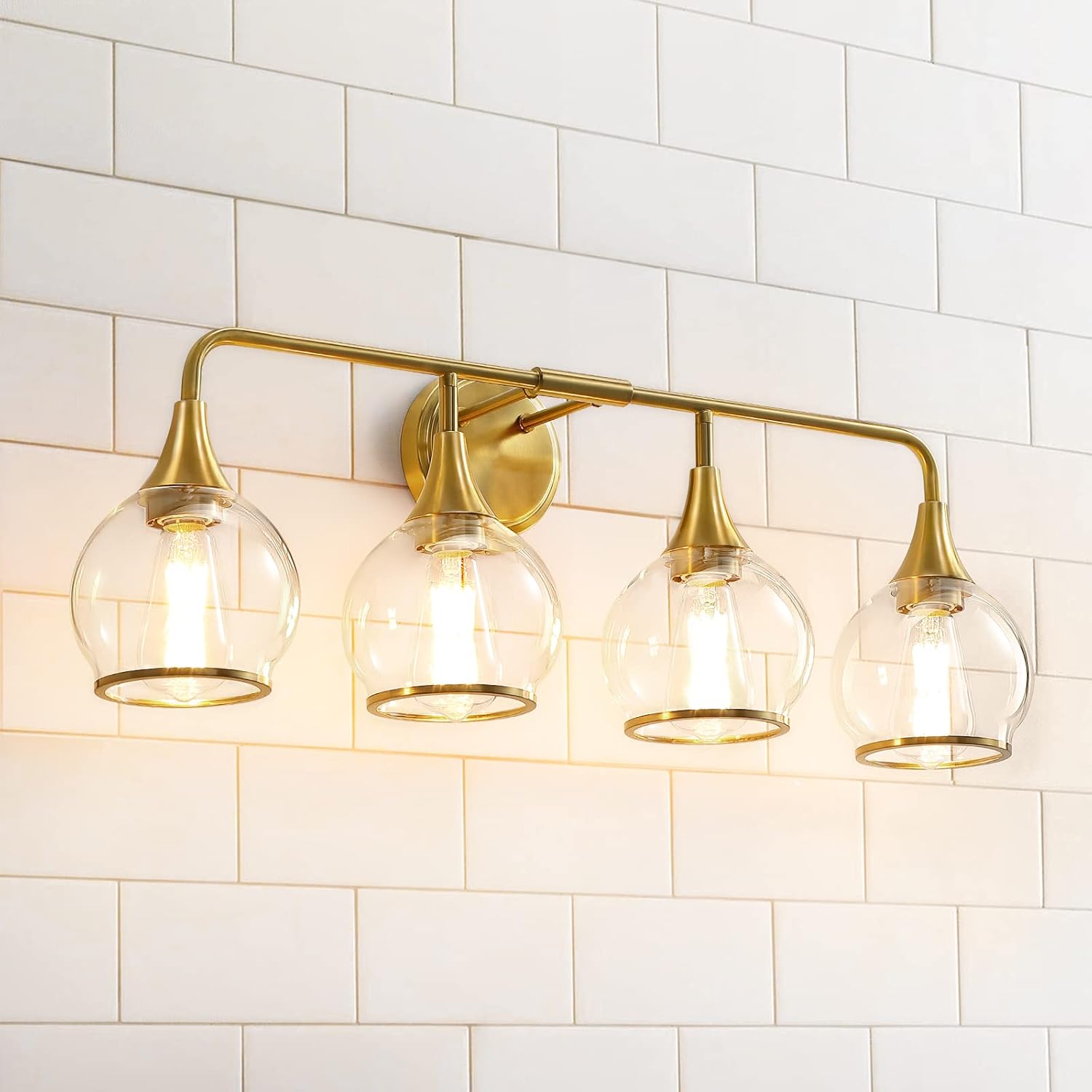 Gold Bathroom Vanity Light 4-Light Fixture for Elegant Spaces
