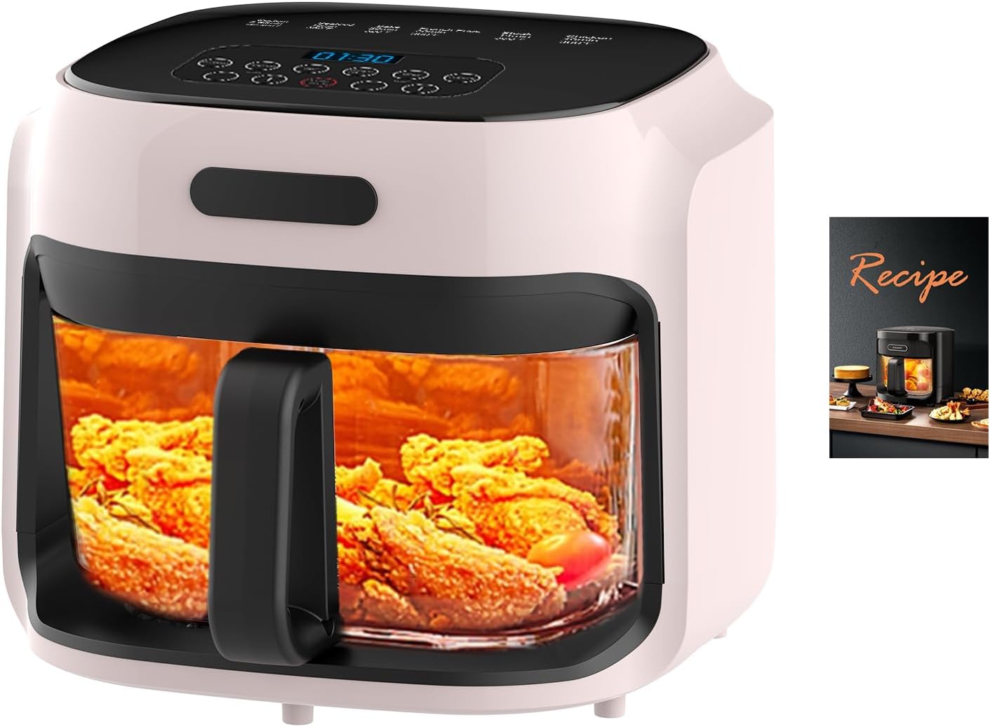 OXYSURE Glass Air Fryer 7.6QT with Transparent Fry Bowl