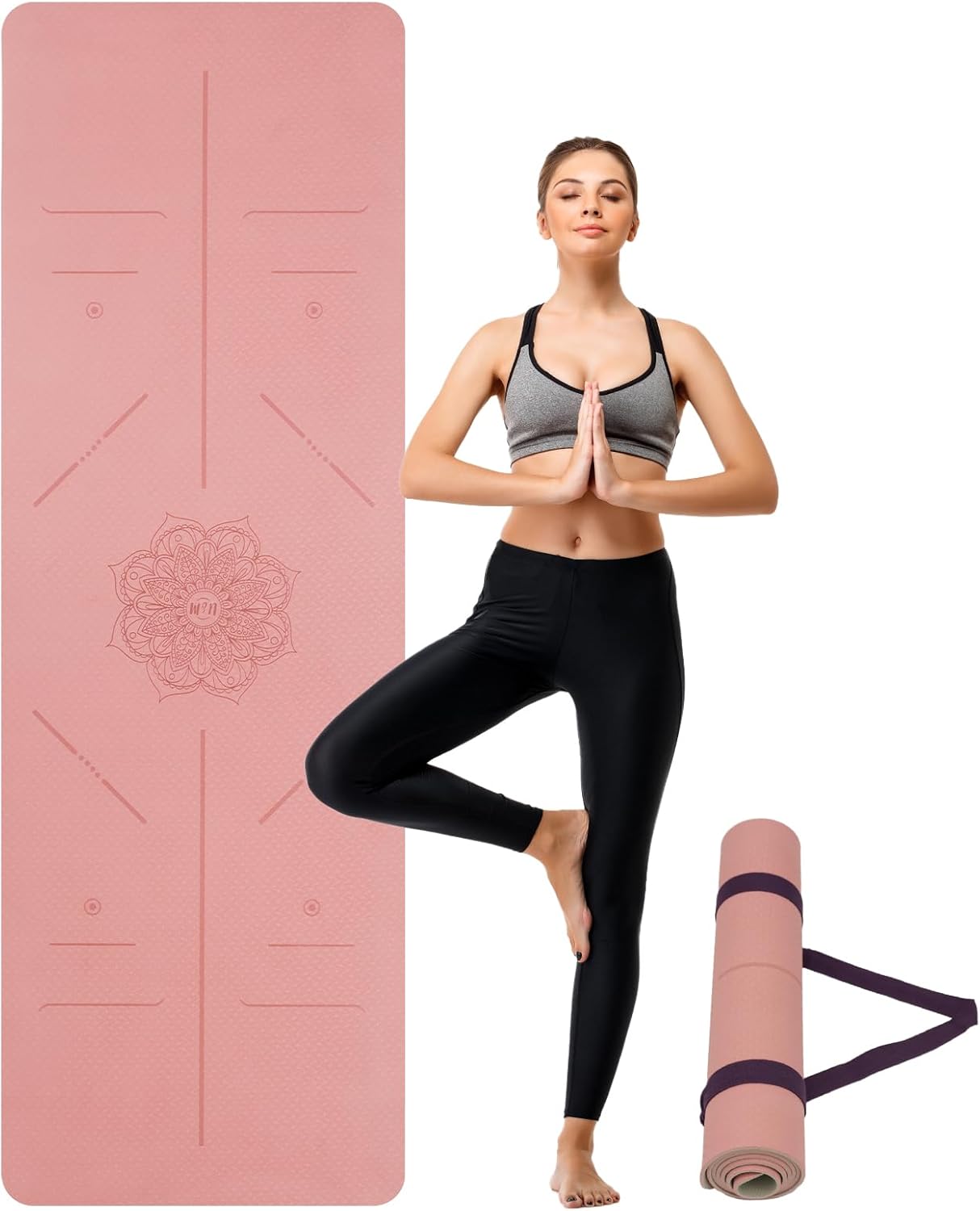 Non-Slip Yoga Mat 3/16 Thick - With Carrying Strap