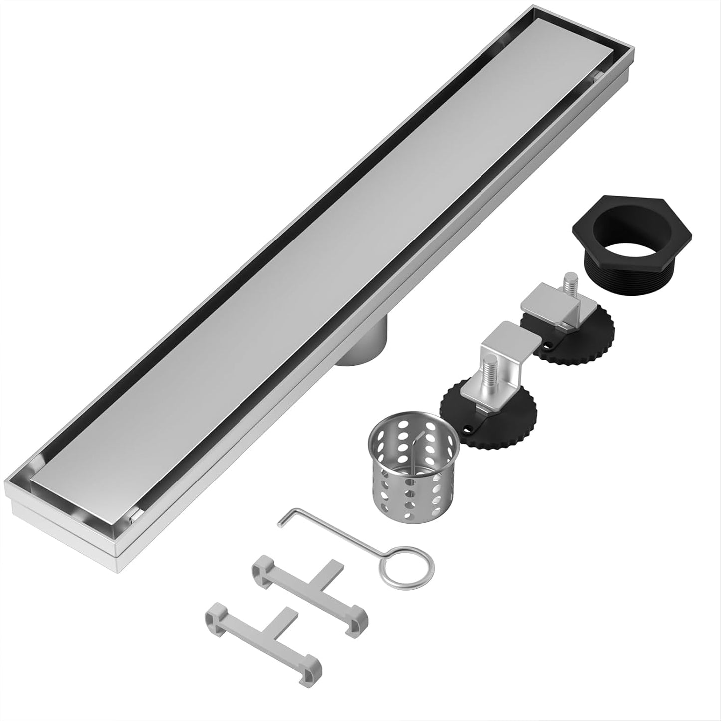 Linear Shower Drain 12in Stainless Steel with Adjustable Feet