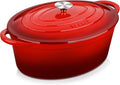 Velaze 7.5 QT Enameled Oval Dutch Oven Pot with Lid - Versatile