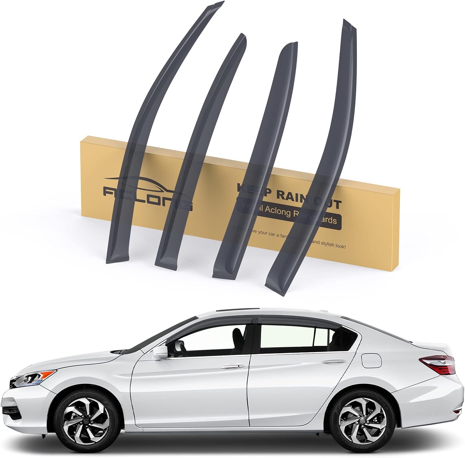 ACLONG Smoke Rain Guards for Honda Accord 2013-2017 Visor Set