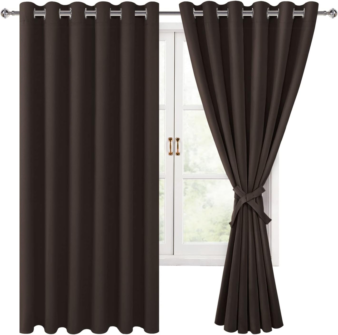 Brown Blackout Curtains -  Thermal Insulated, Light Blocking, 70x63 Inches