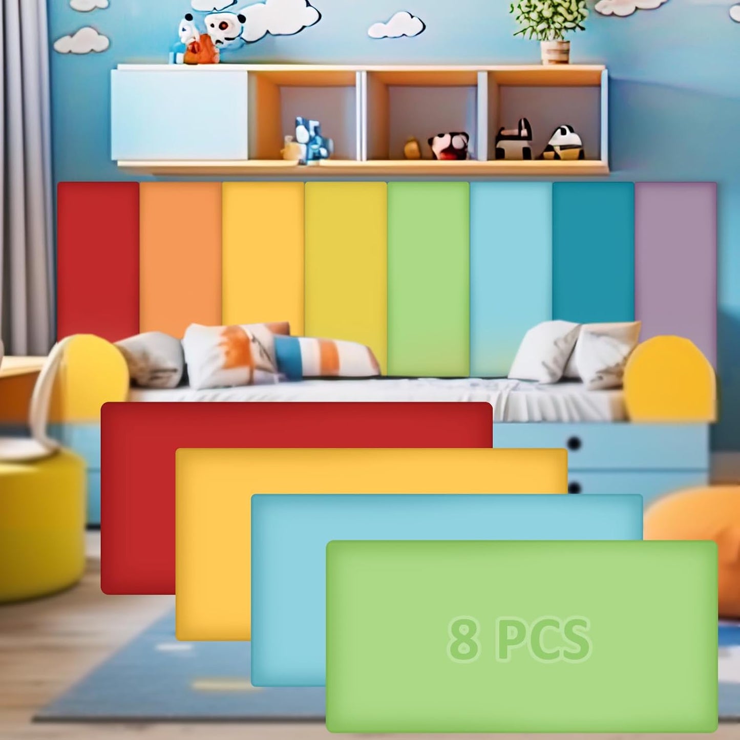 8 Pack Wall Padding for Playroom Peel and Stick Headboard Panels