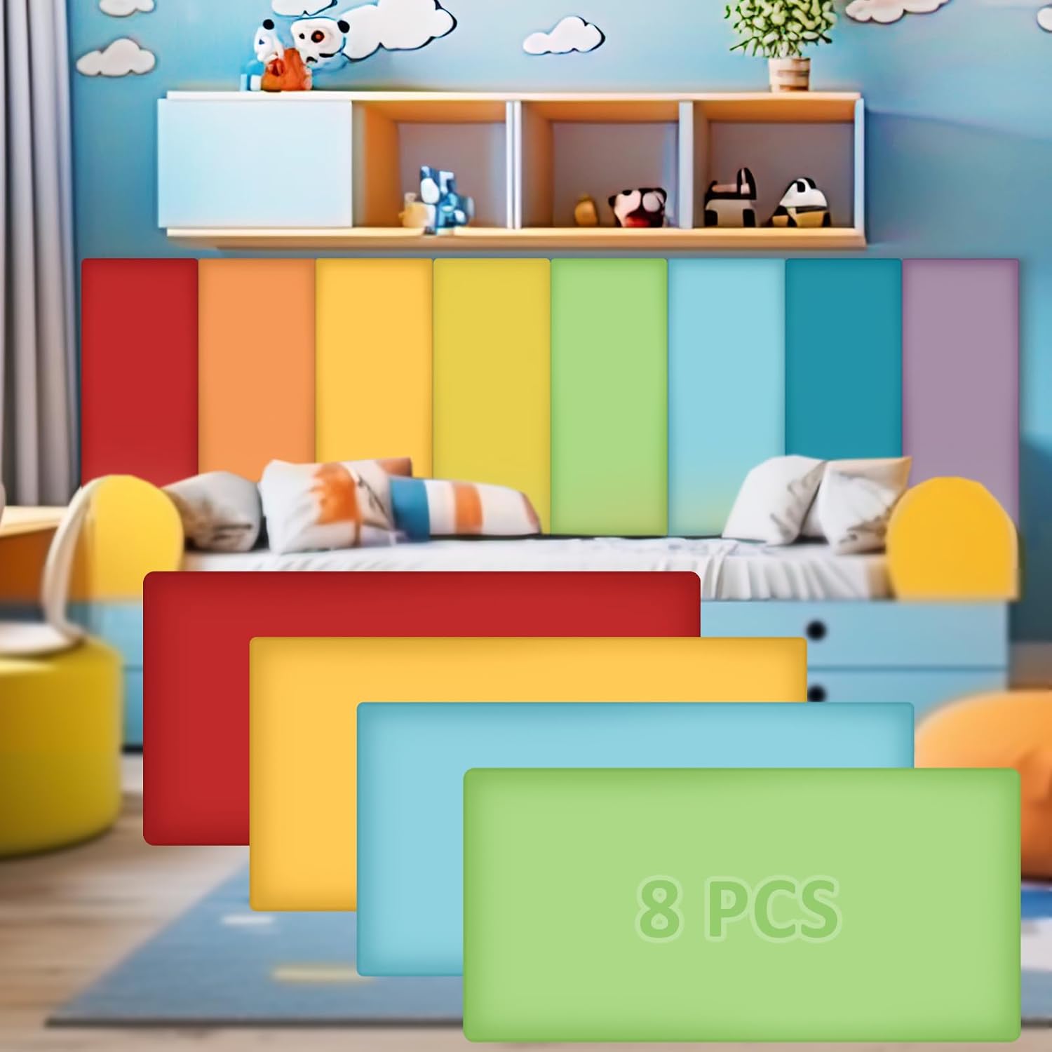 8 Pack Wall Padding for Playroom Peel and Stick Headboard Panels