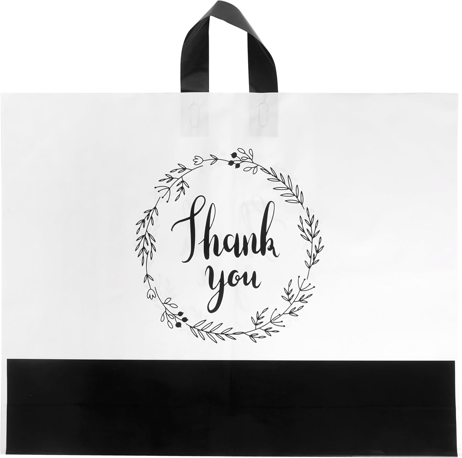 Thank You Bags with Handles - 60 Pack White Plastic Retail Bags
