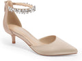 Women's Low Kitten Heels Rhinestone Ankle Strap Pumps - Elegant Fit
